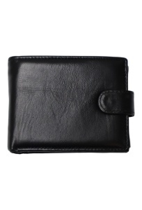 Portofel barbati din piele naturala, inchidere capsa, 12.5x10x2,5cm, R0111YK, negru