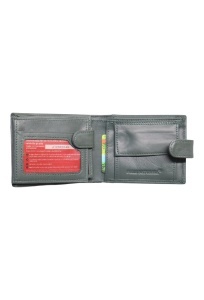 Portofel barbati din piele naturala, inchidere capsa, 12.5x10x2,5cm, R0111YK, verde - Img 5