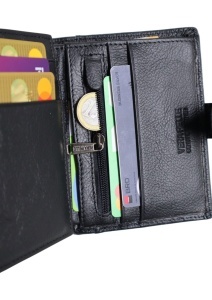 Portofel vertical RFID din piele pentru bărbați cu buzunar pentru monede, cutie cadou, Q3186, negru - Img 6