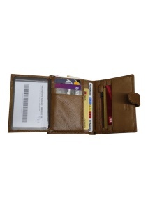Portofel vertical RFID din piele pentru bărbați cu buzunar pentru monede, cutie cadou, Q3186, maro - Img 4
