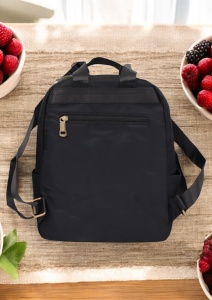 Rucsac de dama din material textil R2276, barete reglabile, compatibil A4, 34x27x12cm, negru - Img 4