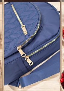Rucsac de dama din material textil R2276, barete reglabile, compatibil A4, 34x27x12cm, Bleumarin - Img 6
