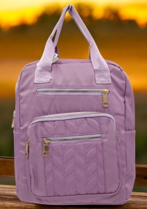 Rucsac de dama din material textil rezistent RX2282, cu manere si barete ajustabile, 34x26x10cm, Lila - Img 2