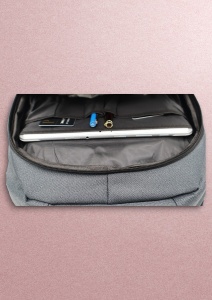 Rucsac pentru laptop R23384, impermeabil, 48x32x22cm, bretele intarite si sistem de prindere pe troler, Gri - Img 9