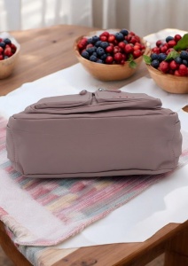 Geanta crossbody pentru femei R1017, curea extensibila, 30x20x15cm, Roz - Img 5