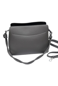 Geanta de dama crossbody, design minimalist texturat, compartimentare multipla, curea ajustabila, R87010, gri inchis - Img 3