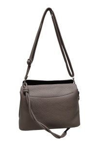 Geanta de dama crossbody, design minimalist texturat, compartimentare multipla, curea ajustabila, R87010, kaki inchis