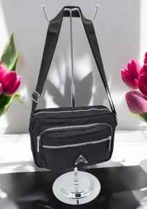Geanta de dama tip crossbody R241, curea reglabila, 25x18x6cm, Negru - Img 2