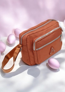 Geanta de dama tip crossbody R241, curea reglabila, 25x18x6cm, Portocaliu - Img 4