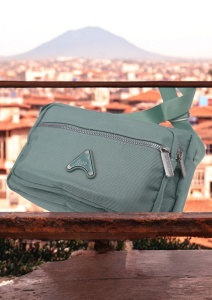 Geanta de dama tip crossbody R241, curea reglabila, 25x18x6cm, Verde deschis - Img 6