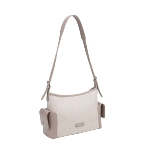 Geanta de Umar si Crossbody pentru Femei, Diana&Co Firenze, cu Buzunare Laterale, din Canvas si Piele Ecologica, Medie, DOS948-2, marble