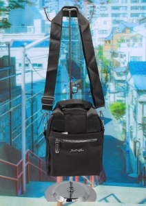 Geanta pentru femei R1311, cu manere si curea din material textil, 19x16x7cm, Gri - Img 5