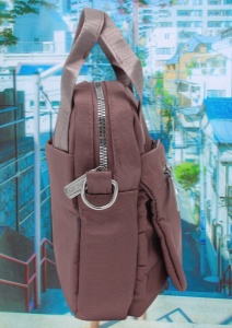 Geanta pentru femei R1311, cu manere si curea din material textil, 19x16x7cm, Roz inchis - Img 5