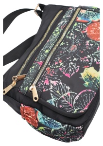 Geanta pentru femei tip crossbody R1130, material textil, curea reglabila, 25x16x13cm, Negru04 - Img 6