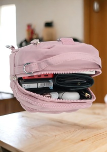 Mini rucsac multifunctional R60, material impermeabil, curea reglabila si detasabila, 20x19x11cm, Lila - Img 7