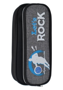 Penar pentru baieti Let's Rock R7256, doua compartimente, material textil impermeabil, 20x10x6cm, Negru
