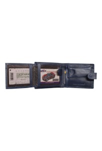 Portofel barbati din piele naturala, inchidere capsa, 12.5x10x2,5cm, R0111YK, bleumarin - Img 5