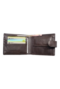 Portofel barbati din piele naturala, inchidere capsa, 12.5x10x2,5cm, R002YK, maro - Img 3