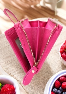 Portofel de damă din piele naturală Hassion R12 fuchsia - Img 9