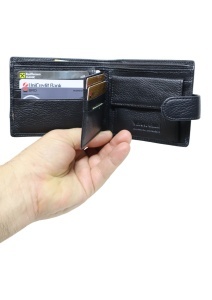 Portofel din piele pentru bărbați, RFID, compartimente pentru carduri, cutie cadou, Q3185, negru - Img 3