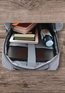 Rucsac cu port USB R7009, material textil rezistent, 42x30x14cm, Bleumarin - Img 8
