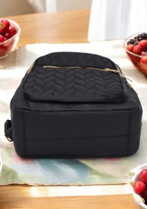 Rucsac de dama din material textil R2276, barete reglabile, compatibil A4, 34x27x12cm, negru - Img 5