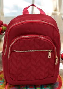Rucsac de dama din material textil R2276, barete reglabile, compatibil A4, 34x27x12cm, Grena