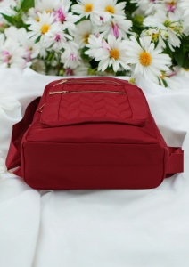 Rucsac de dama din material textil rezistent RX2282, cu manere si barete ajustabile, 34x26x10cm, Grena - Img 5