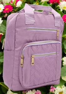 Rucsac de dama din material textil rezistent RX2282, cu manere si barete ajustabile, 34x26x10cm, Lila - Img 3