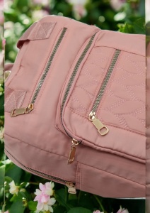 Rucsac de dama din material textil rezistent RX2282, cu manere si barete ajustabile, 34x26x10cm, Roz - Img 5