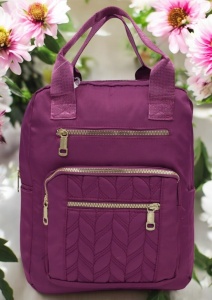 Rucsac de dama din material textil rezistent RX2282, cu manere si barete ajustabile, 34x26x10cm, Mov