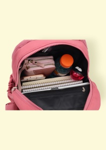 Rucsac din material impermeabil, bretele reglabile si maner R66, 32x27x13cm, Roz - Img 8