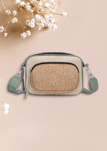Geanta crossbody de dimensiune mica, piele ecologica, bretea extensibila si detasabila, R1358, khaki