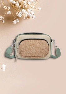 Geanta crossbody de dimensiune mica, piele ecologica, bretea extensibila si detasabila, R1358, khaki