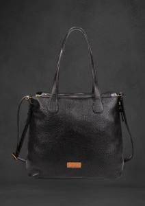 Geanta dama tip shopper, piele ecologica, model cu perforatii, R2500700999, negru