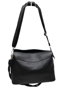 Geanta de dama crossbody, design minimalist texturat, compartimentare multipla, curea ajustabila, R87010, negru