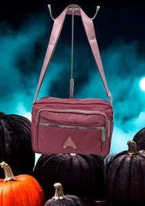 Geanta de dama tip crossbody R241, curea reglabila, 25x18x6cm, Roz inchis