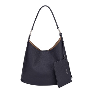 Geanta de Umar Dama, Diana&Co Firenze, Stil Hobo Shopper, Piele Ecologica Texturata, cu Portofel Detasabil Inclus, DTL947-1, bleumarin