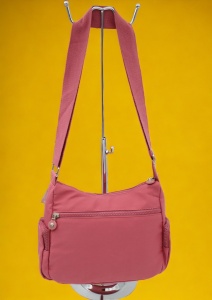 Geanta de umar femei R52, material rezistent, curea reglabila, buzunare laterale cu fermoar, 27x20x10cm, Roz - Img 2