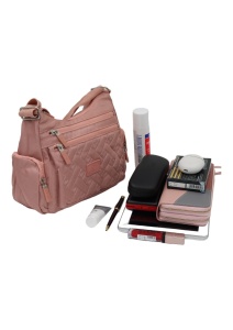 Geanta de umar pentru femei R2242, material rezistent, curea reglabila, 27x18x10cm, Roz - Img 5