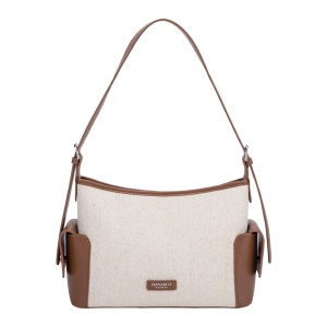 Geanta de Umar si Crossbody pentru Femei, Diana&Co Firenze, cu Buzunare Laterale, din Canvas si Piele Ecologica, Medie, DOS948-2, leather