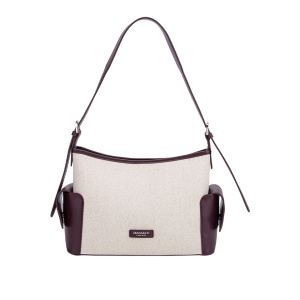 Geanta de Umar si Crossbody pentru Femei, Diana&Co Firenze, cu Buzunare Laterale, din Canvas si Piele Ecologica, Medie, DOS948-2, bordeaux