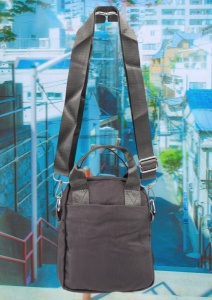 Geanta pentru femei R1311, cu manere si curea din material textil, 19x16x7cm, Gri - Img 6