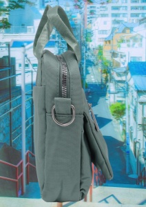 Geanta pentru femei R1311, cu manere si curea din material textil, 19x16x7cm, Verde deschis - Img 4