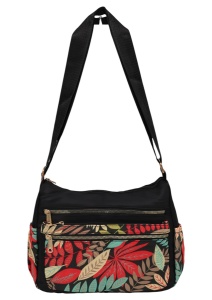 Geanta pentru femei tip crossbody R1130, material textil, curea reglabila, 25x16x13cm, Negru03