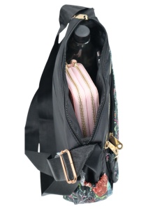 Geanta pentru femei tip crossbody R1130, material textil, curea reglabila, 25x16x13cm, Negru04 - Img 7