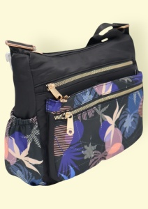 Geanta pentru femei tip crossbody R1130, material textil, curea reglabila, 25x16x13cm, Negru05 - Img 3