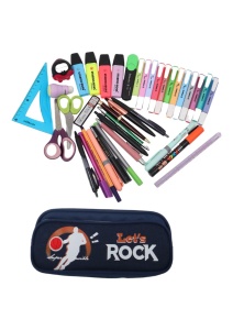 Penar pentru baieti Let's Rock R7256, doua compartimente, material textil impermeabil, 20x10x6cm, Bleumarin - Img 6