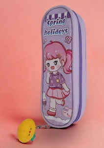 Penar pentru fete cu doua compartimente si breloc detasabil R60, 23x8x6cm, Lila - Img 7