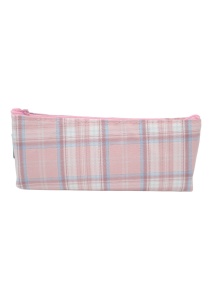 Penar pentru fete R120, imprimeu carouri, breloc detasabil, 19x9x4cm, Roz - Img 3
